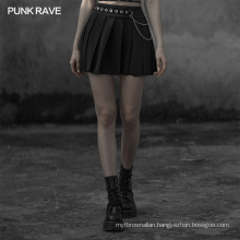 OPQ-593 punk rave skort for women different folded ladies  beaded polyester skirt